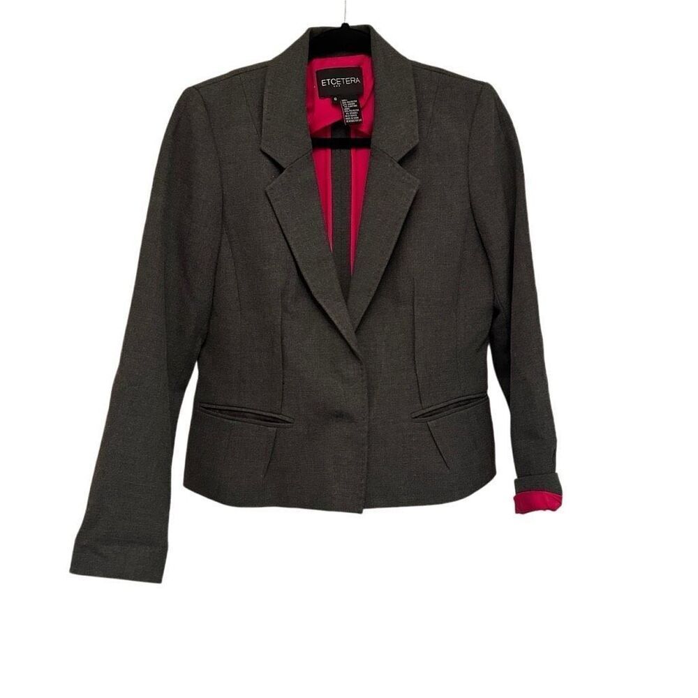 Etcetera grey with pink lining skirt suit set- size 4